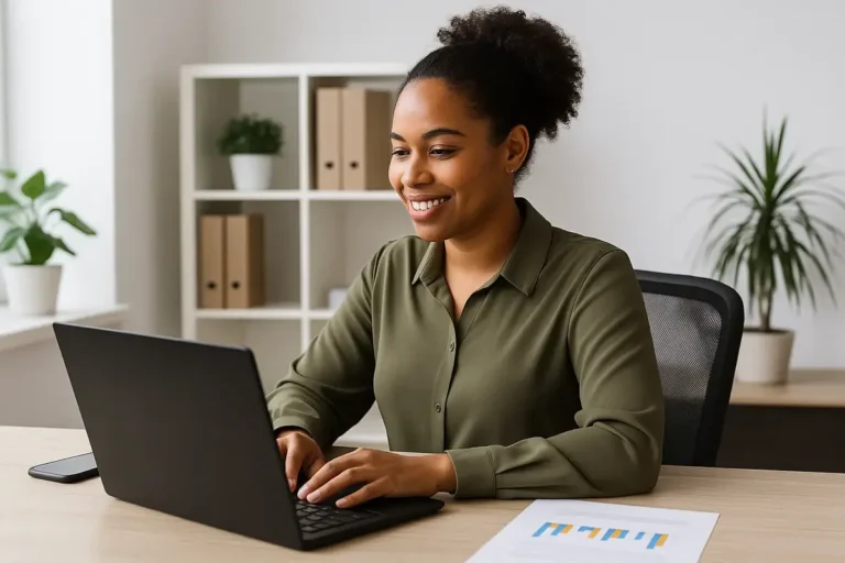 Client regardant son site web en Guadeloupe